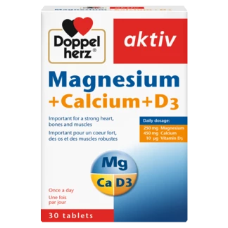 Doppelherz aktiv Magnesium + Calcium + D3 front view