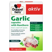 Doppelherz aktiv Garlic capsules with Hawthorn front view